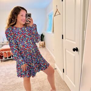 Rotate Birger Christensen Vibrant Blue Floral Long Sleeve Mini Dress 6